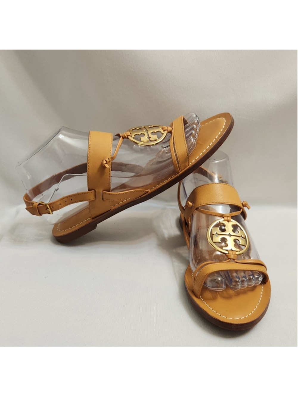 Tory Burch Miller Metal Logo Leather Sandals (W Size 8)